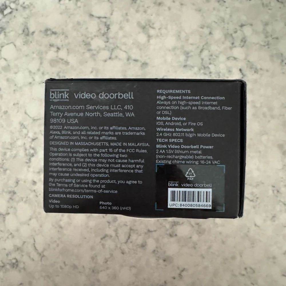 ✨ Blink Video Doorbell – Black | BRAND NEW | NWT ✨